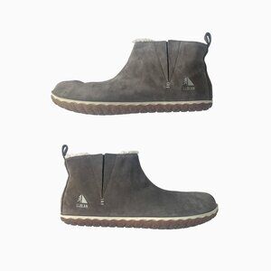 LL Bean Women Mountain Slipper Boot Moccasin Sz 11 Suede Taupe Faux Fur Cozycore